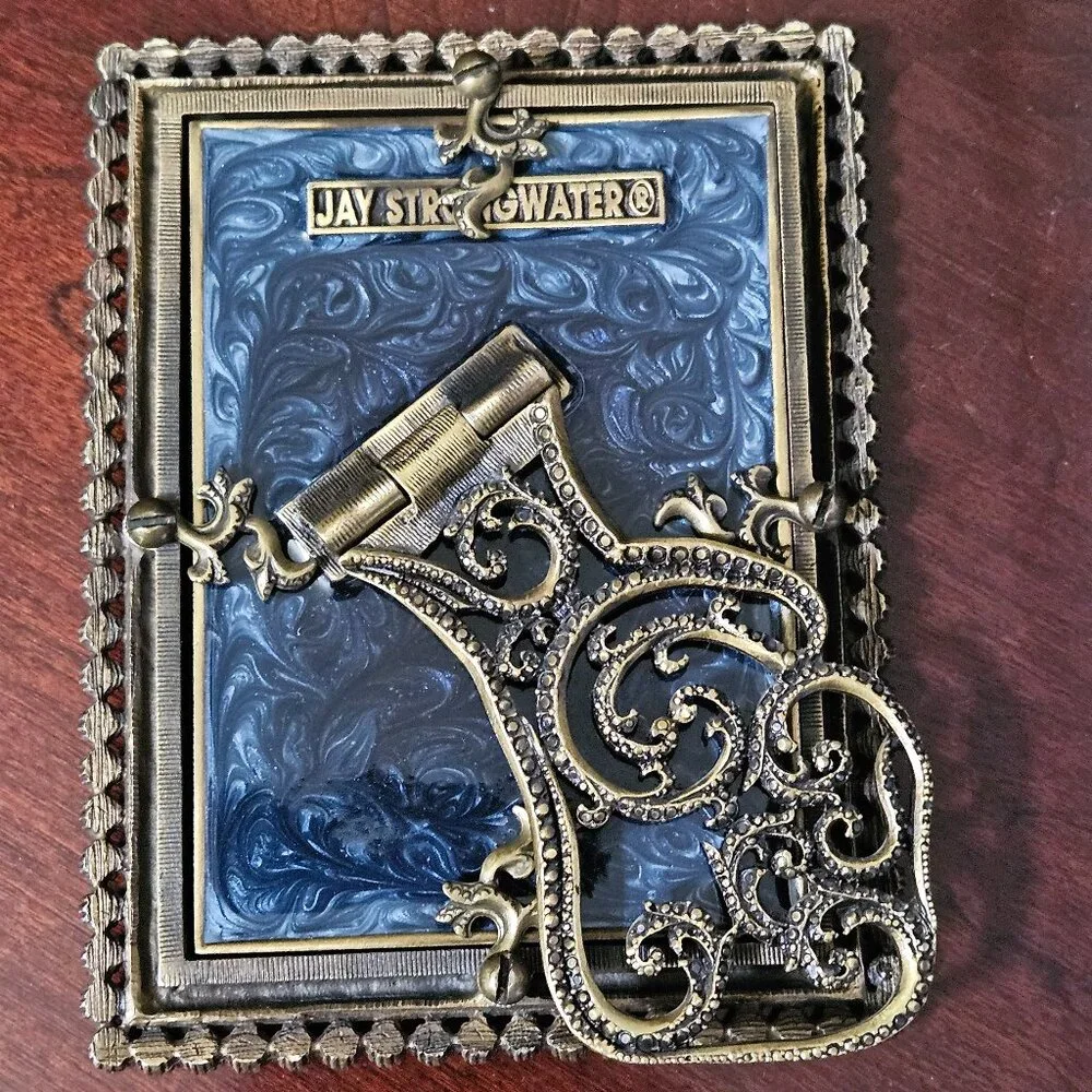 RARE JAY STRONGWATER EMILIA BLUE PAVE CRYSTAL STONE ENAMEL 3x4 PICTURE FRAME